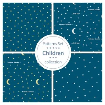 Set of Seamless pattern with fairy tale backgrounds Stock Illustration