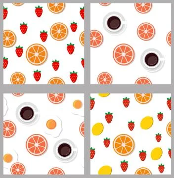 Set seamless pattern  in flat style Stock Illustration