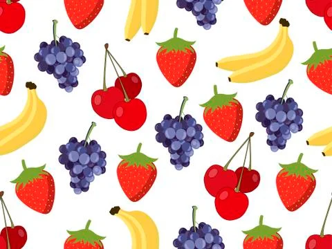 Set of seamless pattern with fruit. Vector background. Stock Illustration