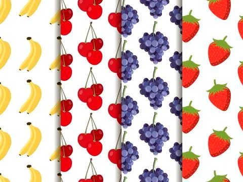 Set of seamless pattern with fruit. Vector background. Illustrazione stock