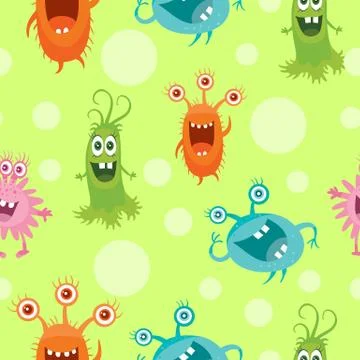 Set of Seamless Pattern with Good and Bad Bacteria Illustrazione stock