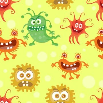 Set of Seamless Pattern with Good and Bad Bacteria Illustrazione stock