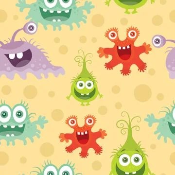 Set of Seamless Pattern with Good and Bad Bacteria Illustrazione stock