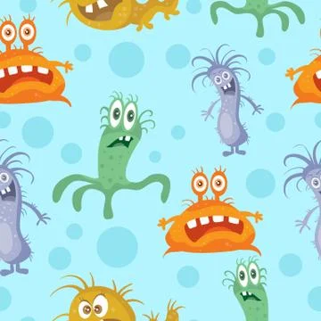 Set of Seamless Pattern with Good and Bad Bacteria Illustrazione stock