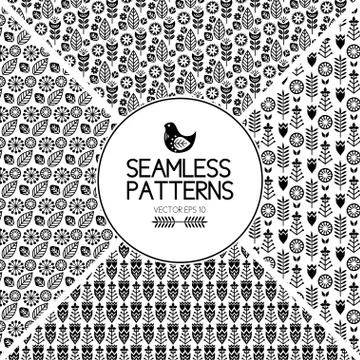 Set of seamless pattern graphic elements. texture of the Scandinavian style Stock Illustration
