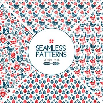 Set of seamless pattern graphic elements. Background of the Scandinavian style Stockillustratie