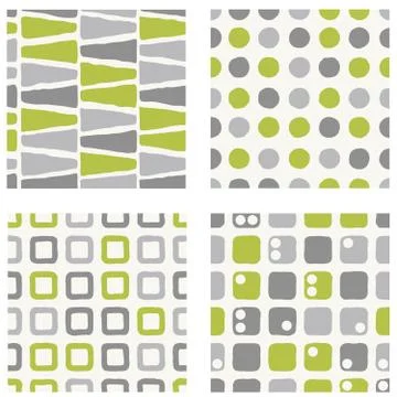 Set of seamless pattern - green and gray colors Stock Illustration