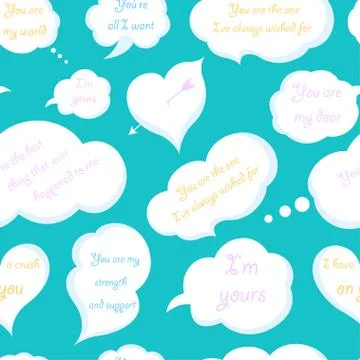 Set of Seamless Pattern Heart and Love Confession Free Stock Illustration