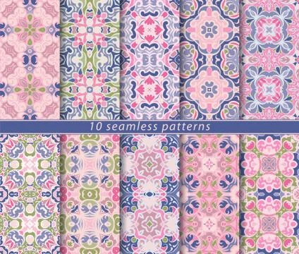 Set of seamless pattern Stock Illustration
