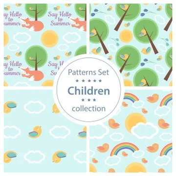 Set of Seamless pattern Stock Illustration