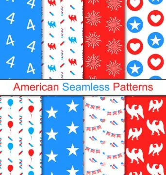 Set Seamless Pattern for Independence Day Illustrazione stock
