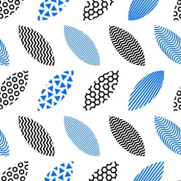 A set of seamless pattern of leaves that are filled with abstract technical イラスト素材