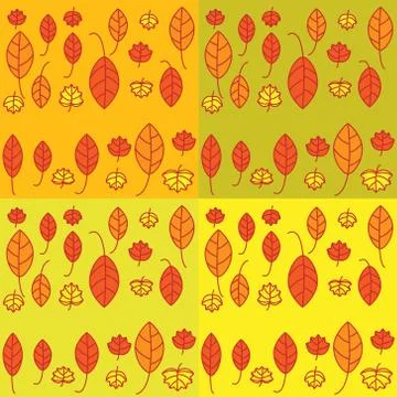 Set of seamless pattern with leaves Stock Illustration