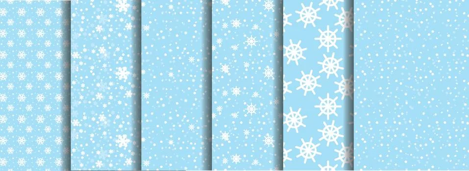 Set seamless pattern with snowflakes and snow Stock Illustration