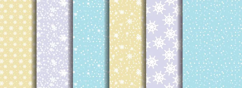 Set seamless pattern with snowflakes and snow Illustrazione stock