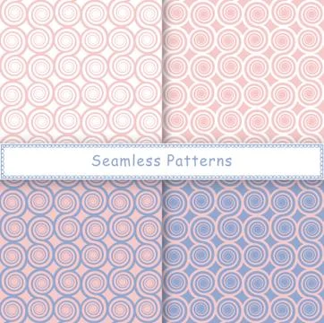 Set of seamless pattern with spiral shapes Stock Illustration