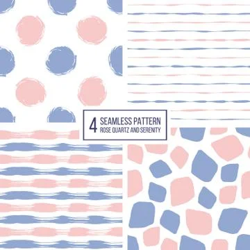 Set of seamless pattern  stripes, polka dots, mosaic spots in color 2016 ros Stock Illustration