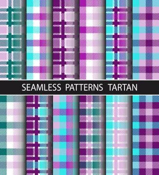 Set seamless pattern tartan Stock Illustration