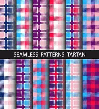 Set seamless pattern tartan Stock Illustration