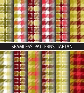 Set seamless pattern tartan Stock Illustration