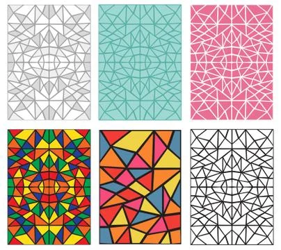 Set of Seamless pattern in traditional mosiac style Stock Illustration