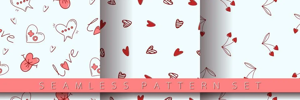 Set of seamless pattern for Valentine's Day Stock Illustration
