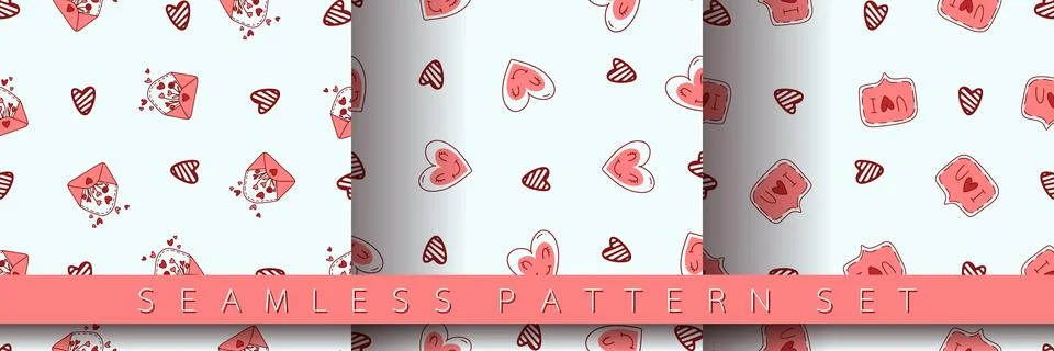 Set of seamless pattern for Valentine's Day Stock Illustration
