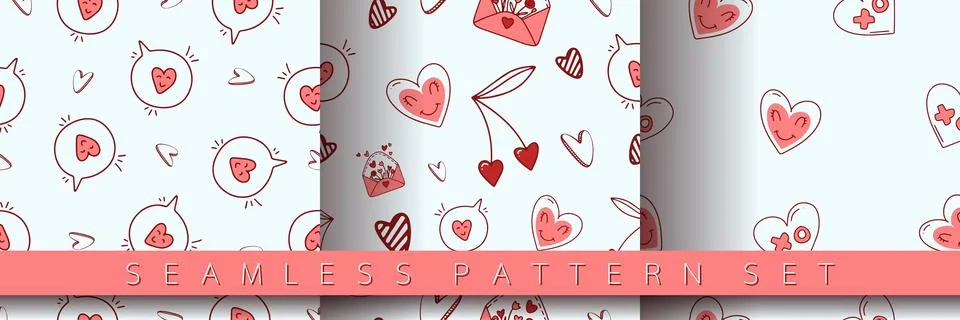 Set of seamless pattern for Valentine's Day Stock Illustration