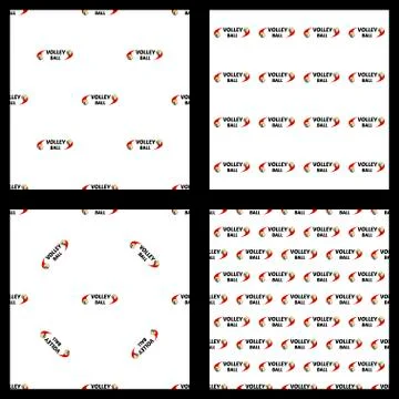 Set. seamless pattern volleyball ball Stock Illustration