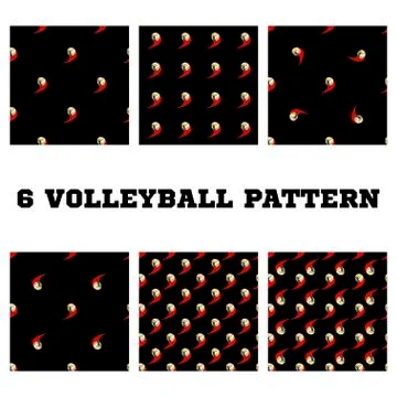 Set. seamless pattern volleyball ball Stock Illustration
