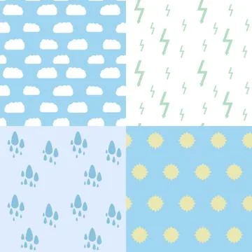 Set of seamless pattern of weather phenomenon Stock Illustration