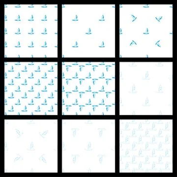 Set. seamless pattern windsurfing Stock Illustration
