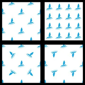 Set. seamless pattern windsurfing Stock Illustration