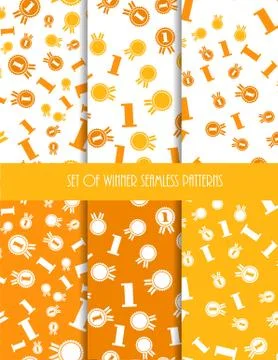 Set of seamless pattern Winner attributes vector illustration Sport Stock Illustration