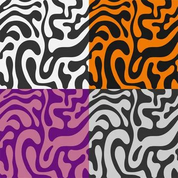 Set of seamless patterns with abstract background of striped animal skin. Dar Stock Illustration