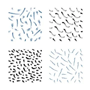 Set of seamless patterns with abstract brush splashes lines. Collcetion of en Stock Illustration