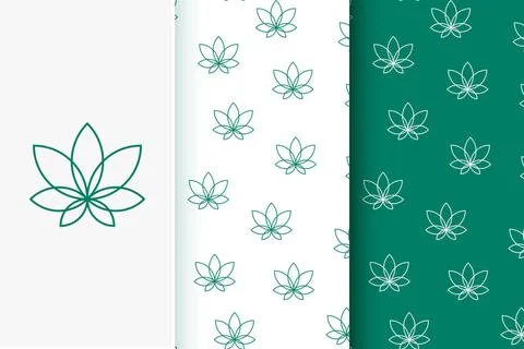  Set of seamless patterns of abstract cannabis leaf in modern style. Set o... Stock Photos