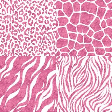 Set of seamless patterns with animal prints. Stock Illustration