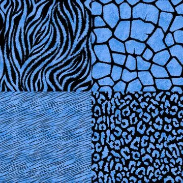 Set of seamless patterns with animal prints. Stock Illustration
