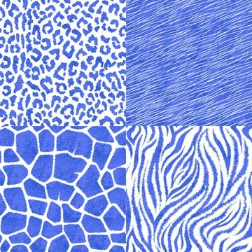 Set of seamless patterns with animal prints. Illustrazione stock