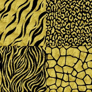 Set of seamless patterns with animal prints. Stock Illustration