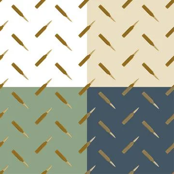 Set of seamless patterns with automatic gun bullets. Ornament for decoration  Stock Illustration