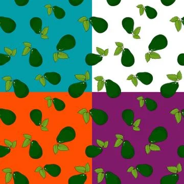 Set of Seamless Patterns with Avocado 스톡 일러스트