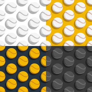 Set of seamless patterns with baseball balls. Team sports, active lifestyle Stock Illustration