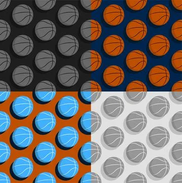 Set of seamless patterns with basketball balls. Team sports, active lifestyle Stock Illustration