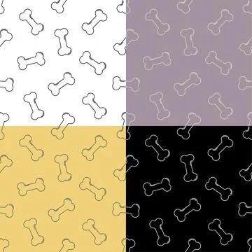 Set of seamless patterns with Bone for dog bowl. Pet food and treats. Ornamen Stock Illustration