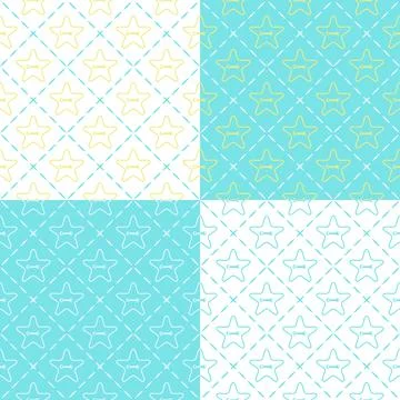 Set of seamless patterns with buttons in the shape of a star. Stock Illustration