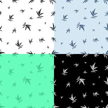 Set of seamless patterns with cereal grass silhouettes. Ornament for decorati Ilustración de archivo