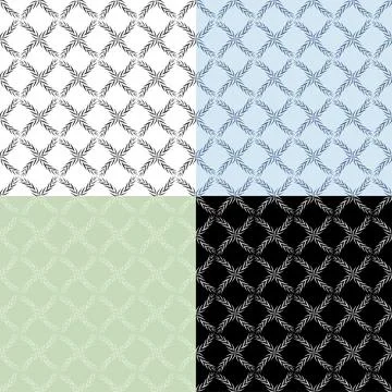 Set of seamless patterns with checkered silhouettes of WILLOW tree leaves Stock Illustration