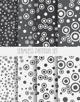 Set of Seamless patterns. Circles dots abstract backgrounds Stockillustratie